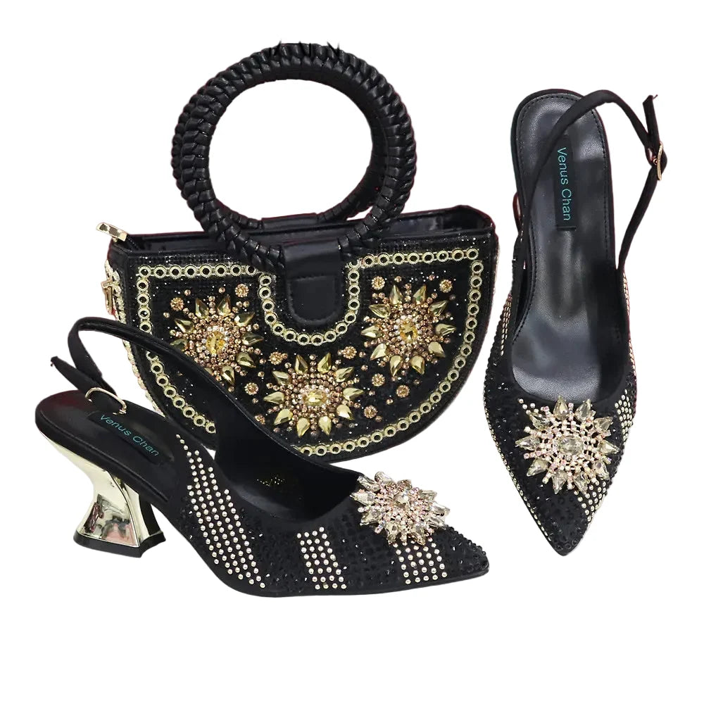 Italian Design Shoes And Bag Paired With Handmade Petal Clutches