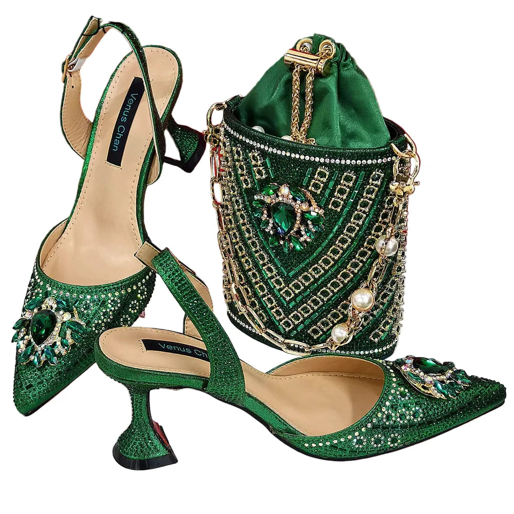 Women Shoes and Bag Set With Rhinestone Handbag EDTR54 – product view 5