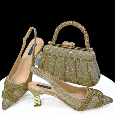 Women's Shoes and Bag Set with Rhinestone ED129