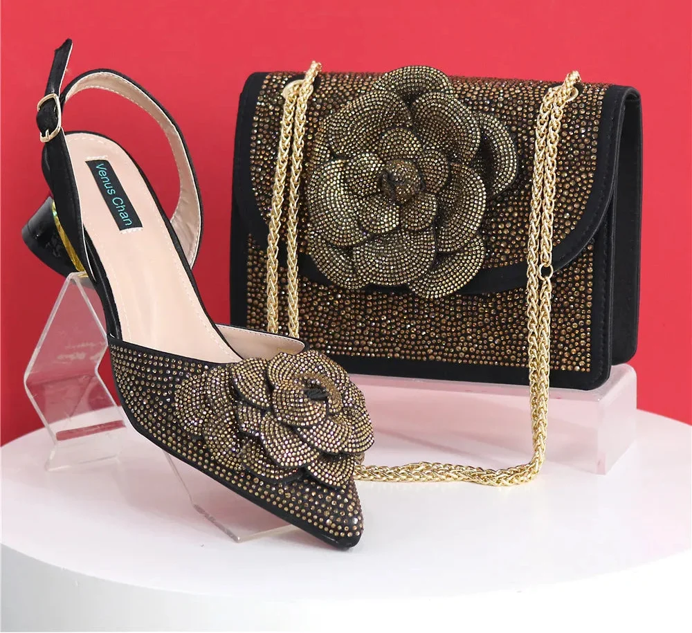 Elegant Lady Shoes And Bag Set with Rhinestone EW4520