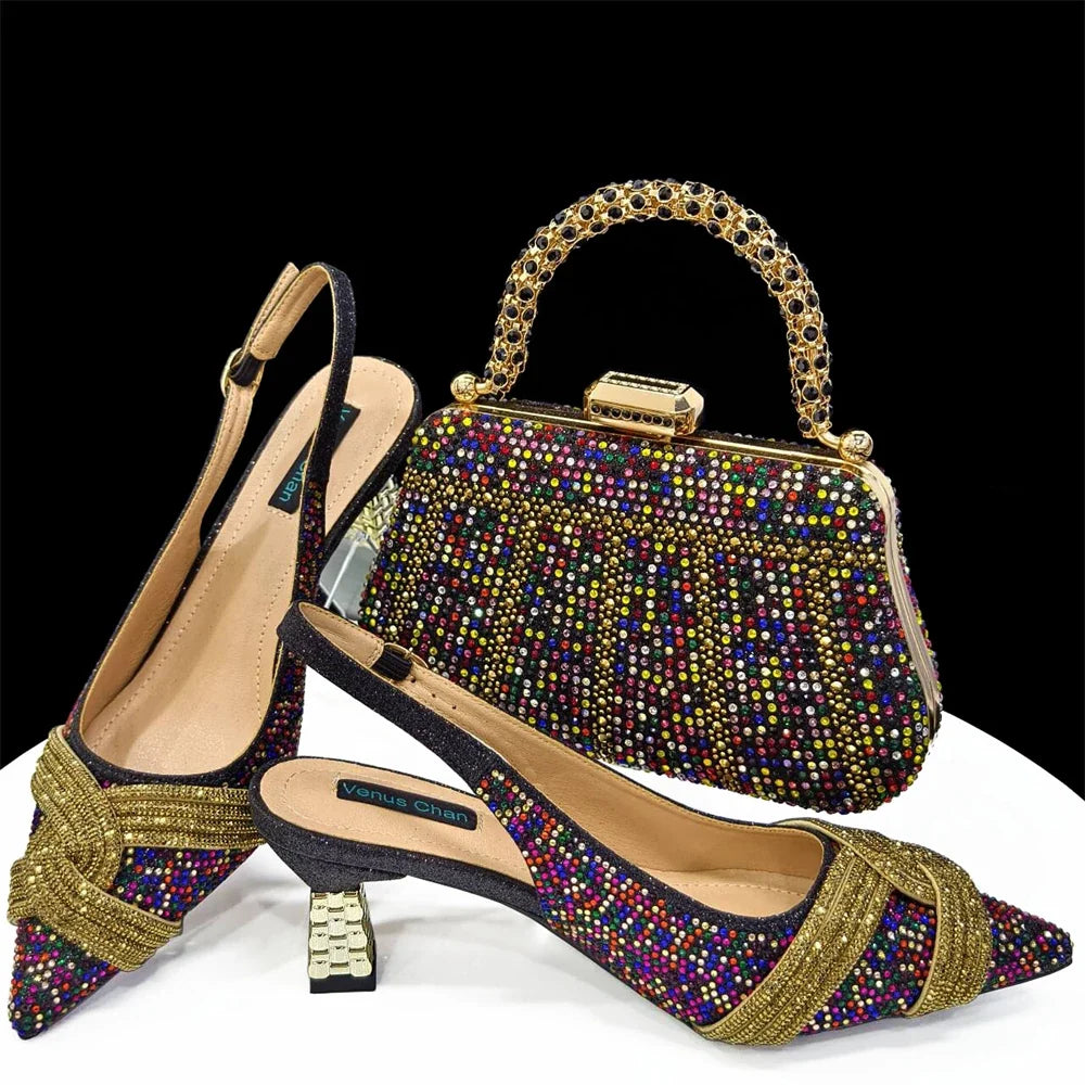 Women's Shoes and Bag Set with Rhinestone ED129