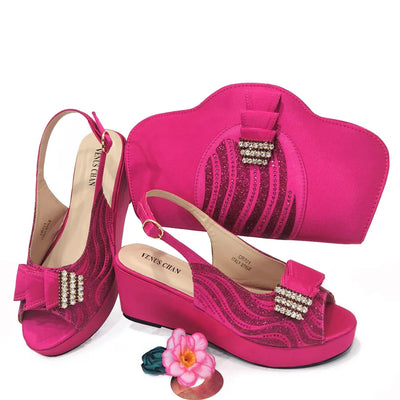 Ladies Shoes With Matching Bag Set for Party ED320