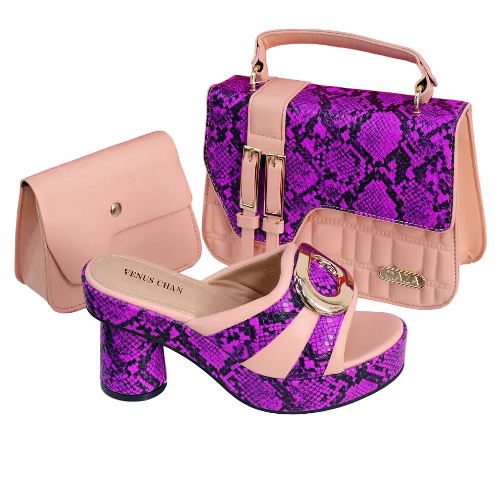 Elegant Ladies High Heels Peep Toe Shoes with Bag Set HYRE654 – product view 2