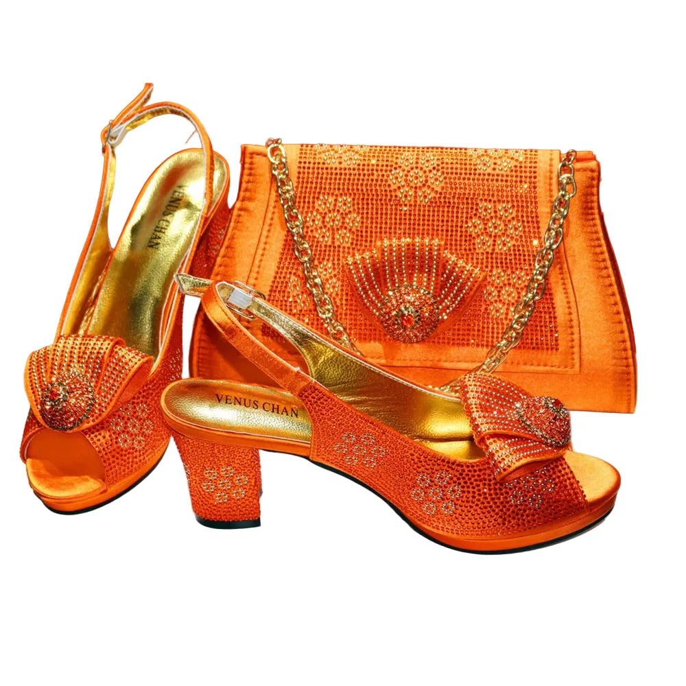 Latest Peep Toe Shoes Matching Bag Set For Wedding Party ED432