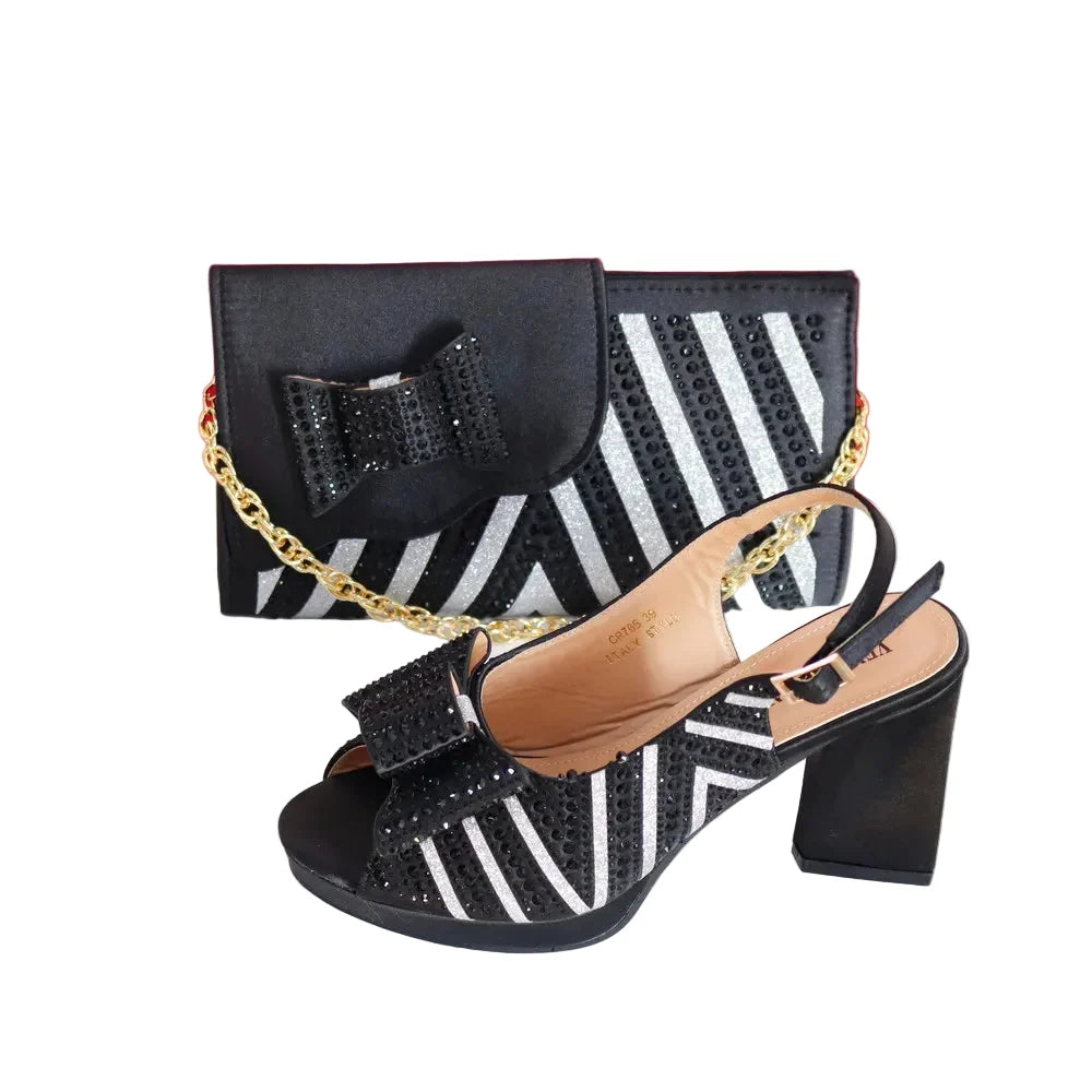 Super Heels Peep Toe Ladies Shoes with Bag Set – product view 1