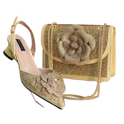 Elegant Lady Shoes And Bag Set with Rhinestone EW4520