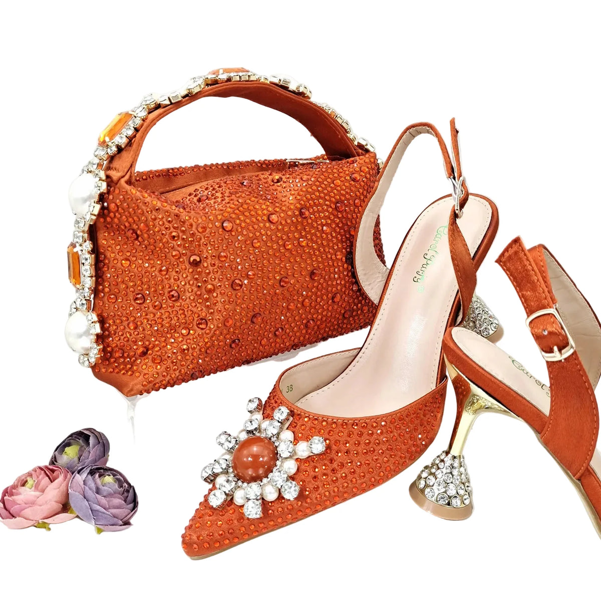 Women's Shoes and Bag Set with Shinning Crystal EDL435