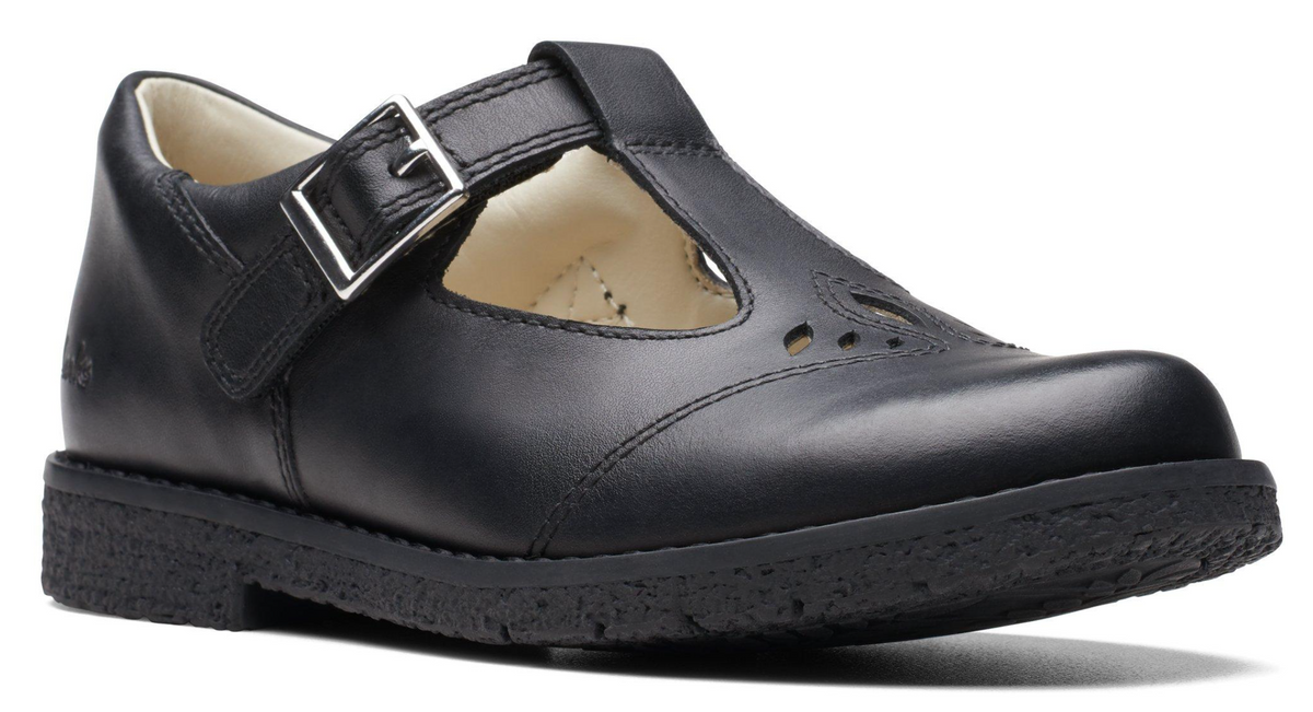 Clarks Comet Step Kids' Unisex Black Leather 26175278 — product view 2