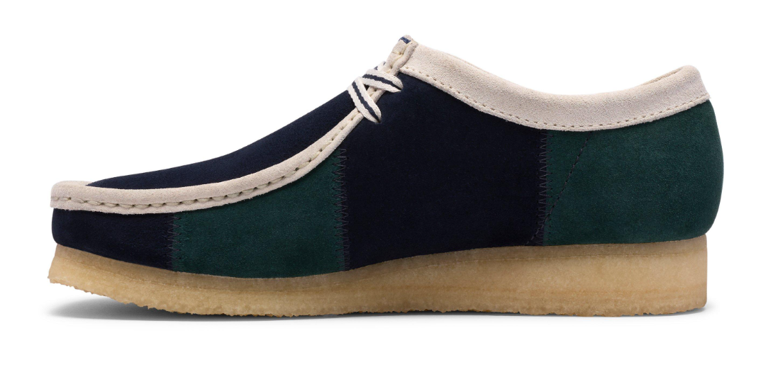 Clarks Originals Wallabee Men's Blue Green Stripe Suede 26185545 — sole view