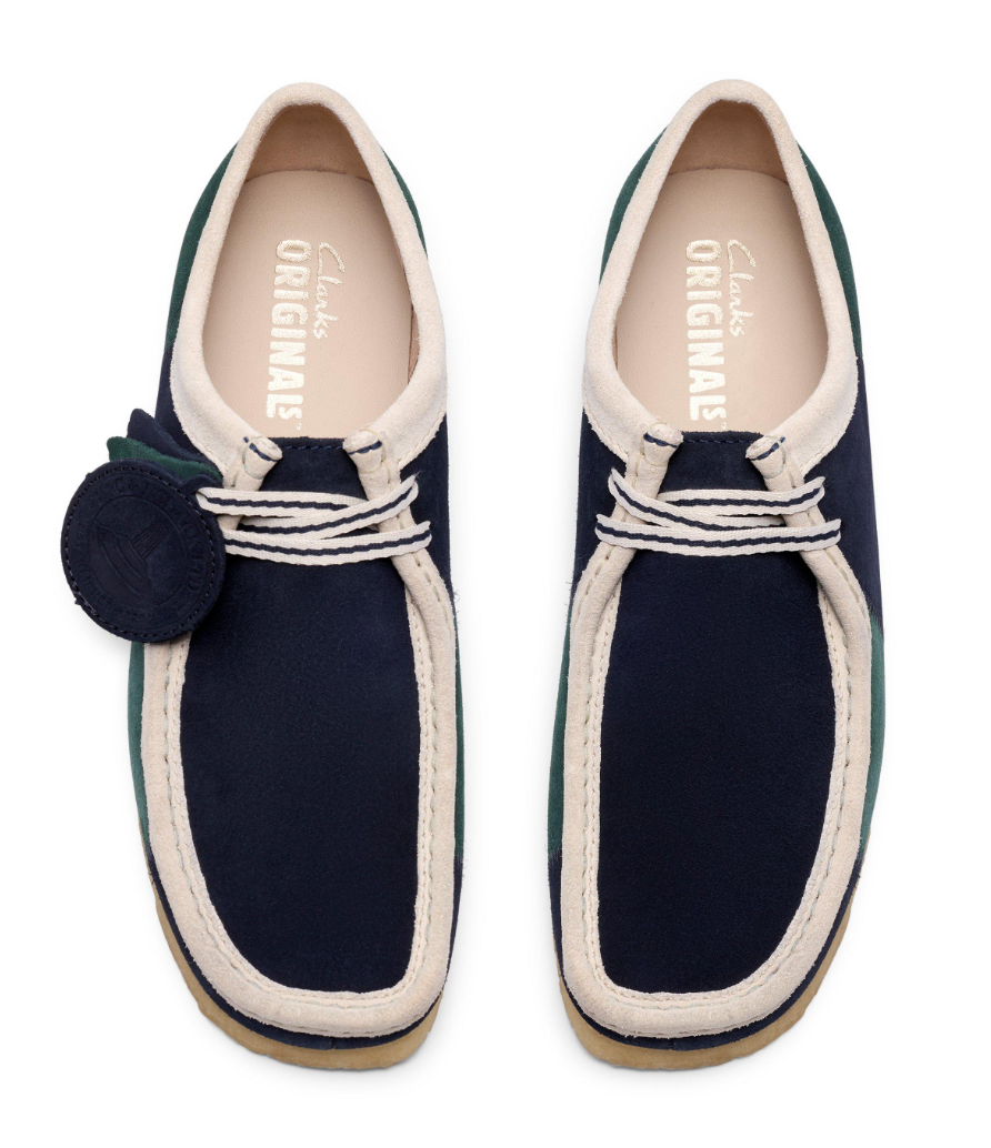 Clarks Originals Wallabee Men's Blue Green Stripe Suede 26185545 — rear view