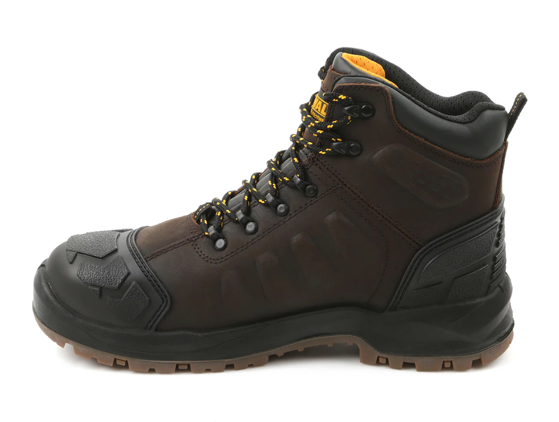 DEWALT Hadley Waterproof, Steel Toe, Safety Work Boot - DXWP10051 - Dark Brown – Detail Close-Up