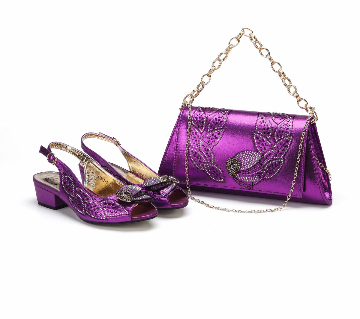 EdleessFashion  Elegant Low Heels Ladies Shoes And Bag Set - ED110 – product view 1