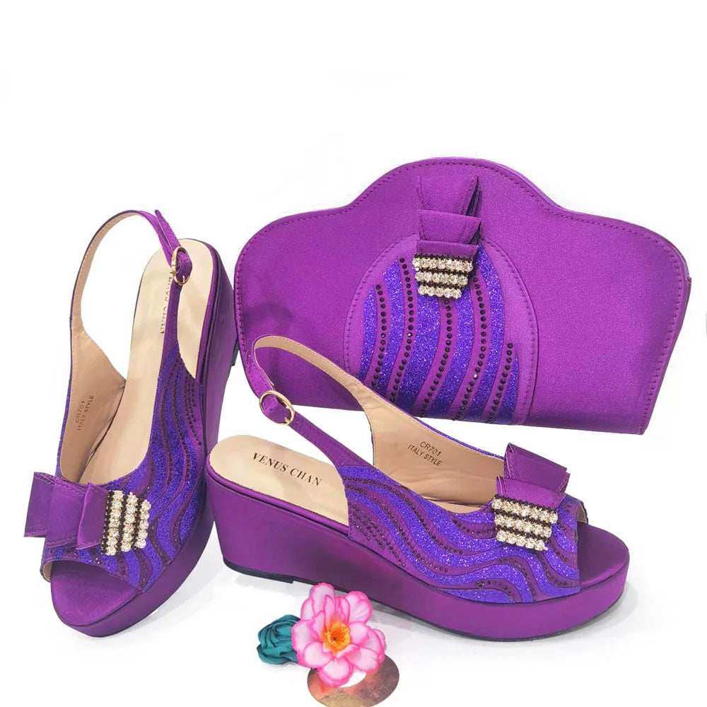 Ladies Shoes With Matching Bag Set for Party ED320