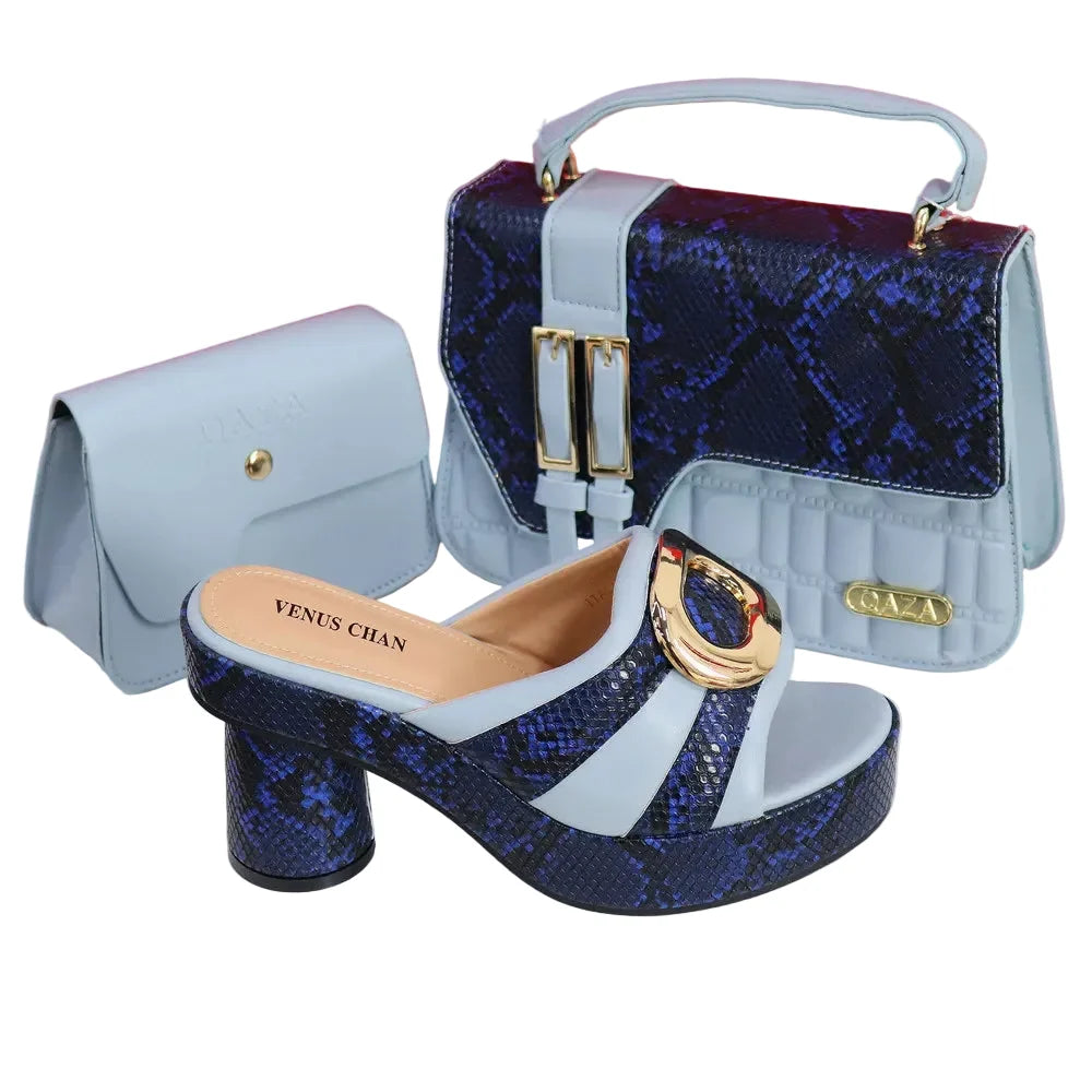 Elegant Ladies High Heels Peep Toe Shoes with Bag Set HYRE654
