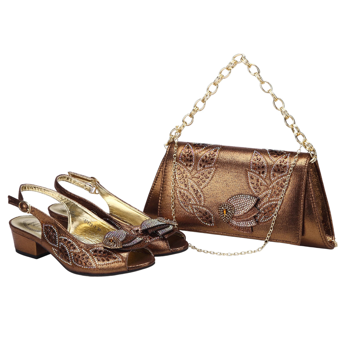 Elegant Low Heels Ladies Shoes And Bag Set – product view 12