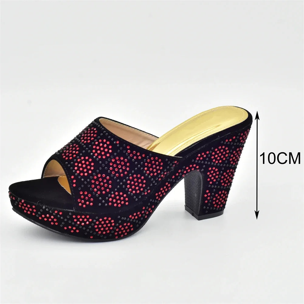 Italian Shoes and Bag Matching Set with Rhinestone – product view 3