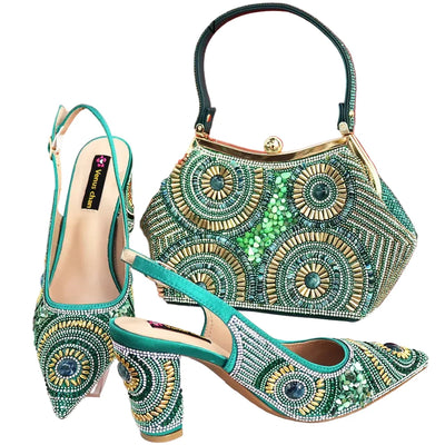 Popularity Italian Women's Pointed Shoes And Bag Set GFD453