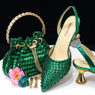 New Diamond Design Shoe and Bag Set ED221