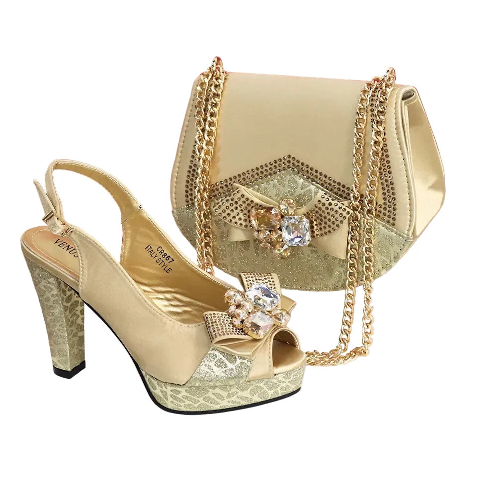 Newest Pumps Women High Heels Shoes and Bags Set JNB54 – product view 2