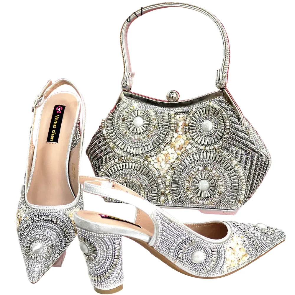 Popularity Italian Women's Pointed Shoes And Bag Set GFD453