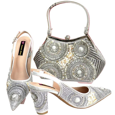 Popularity Italian Women's Pointed Shoes And Bag Set GFD453