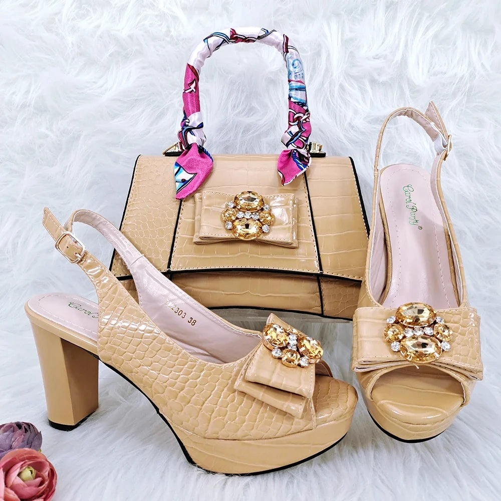 EdleessFashion  Ladies Shoes and Bag Set African Sets HFG1-29 – product view 3