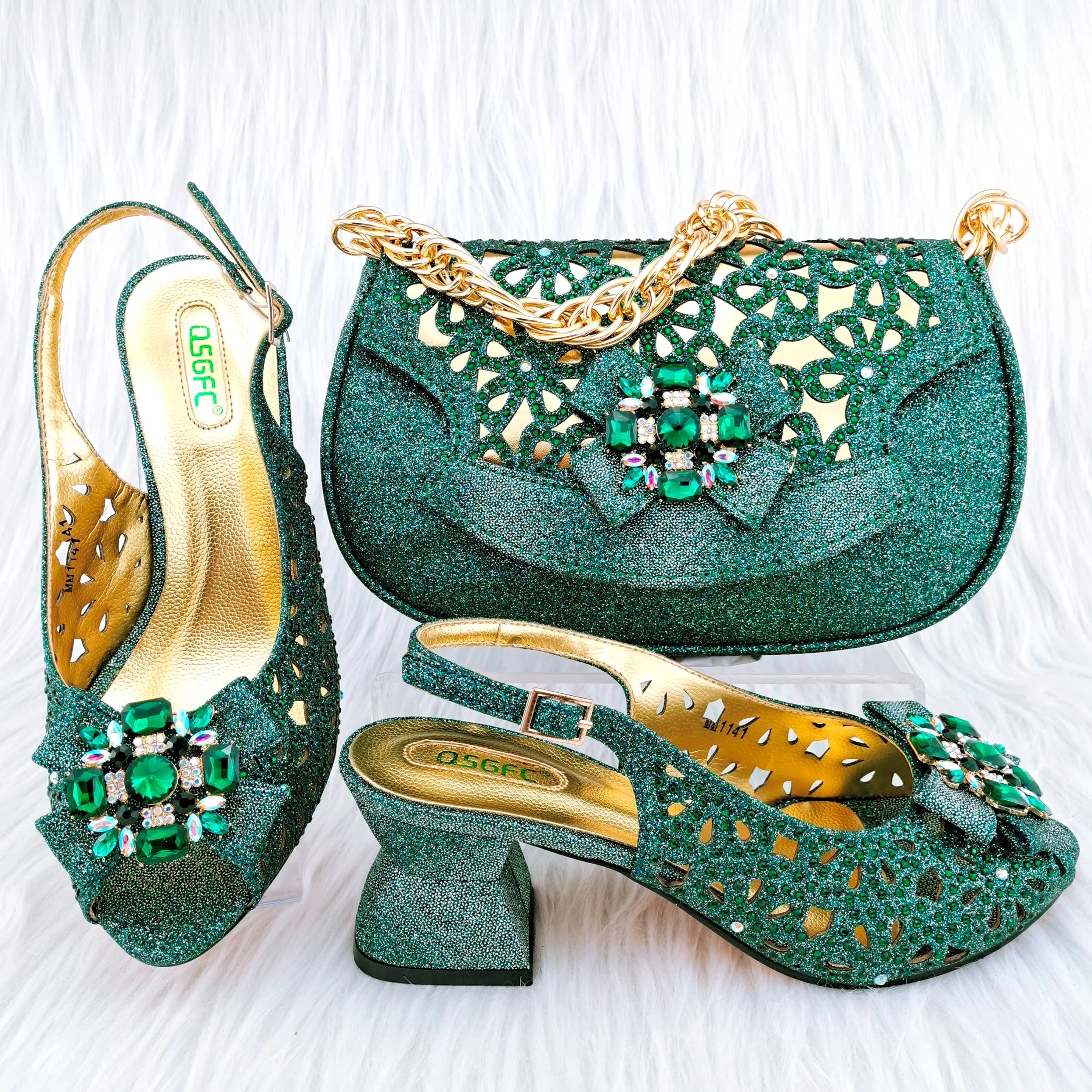 African Wedding Shoes and Bag Set HGY1-46