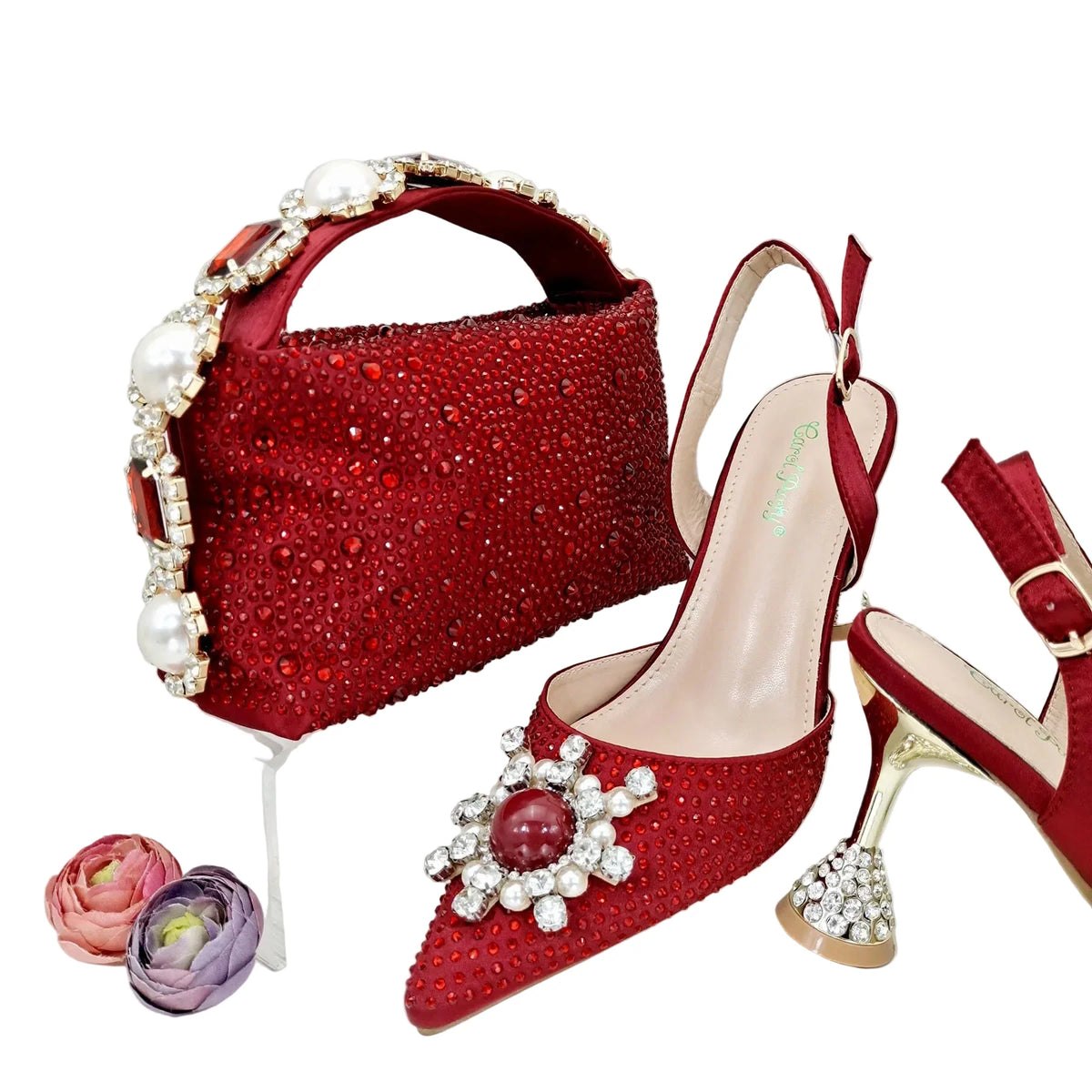 Women's Shoes and Bag Set with Shinning Crystal EDL435