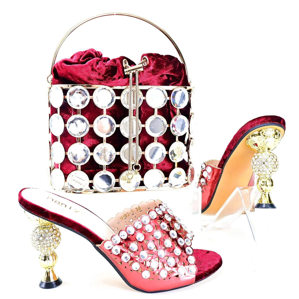 EdleessFashion  Lastest Italian Style Ladies Shoes with Matching Bag Set HRT1-26 – product view 1