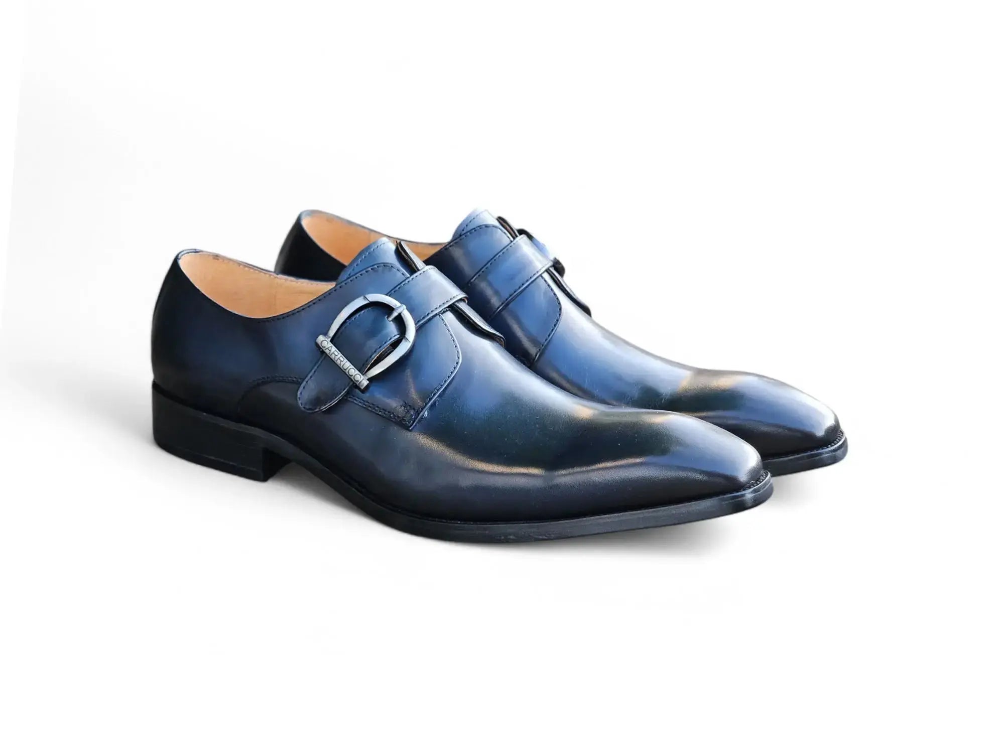 Carrucci Shoes Buckle Monk Strap Leather Loafer KS503 35 front view