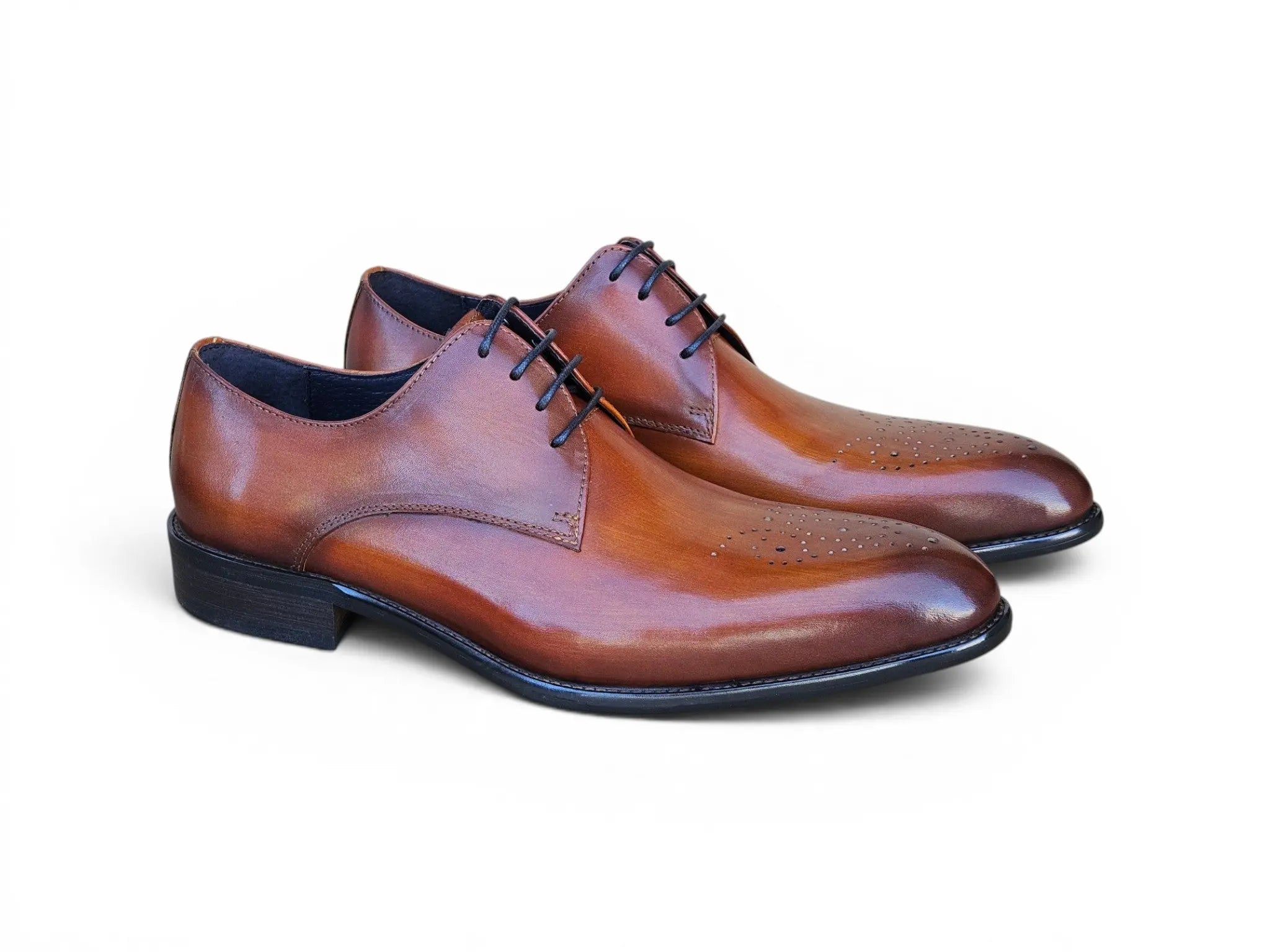 Carrucci Shoes Men's Signature Burnished Lace Up Derby Calfskin Leather KS479 04