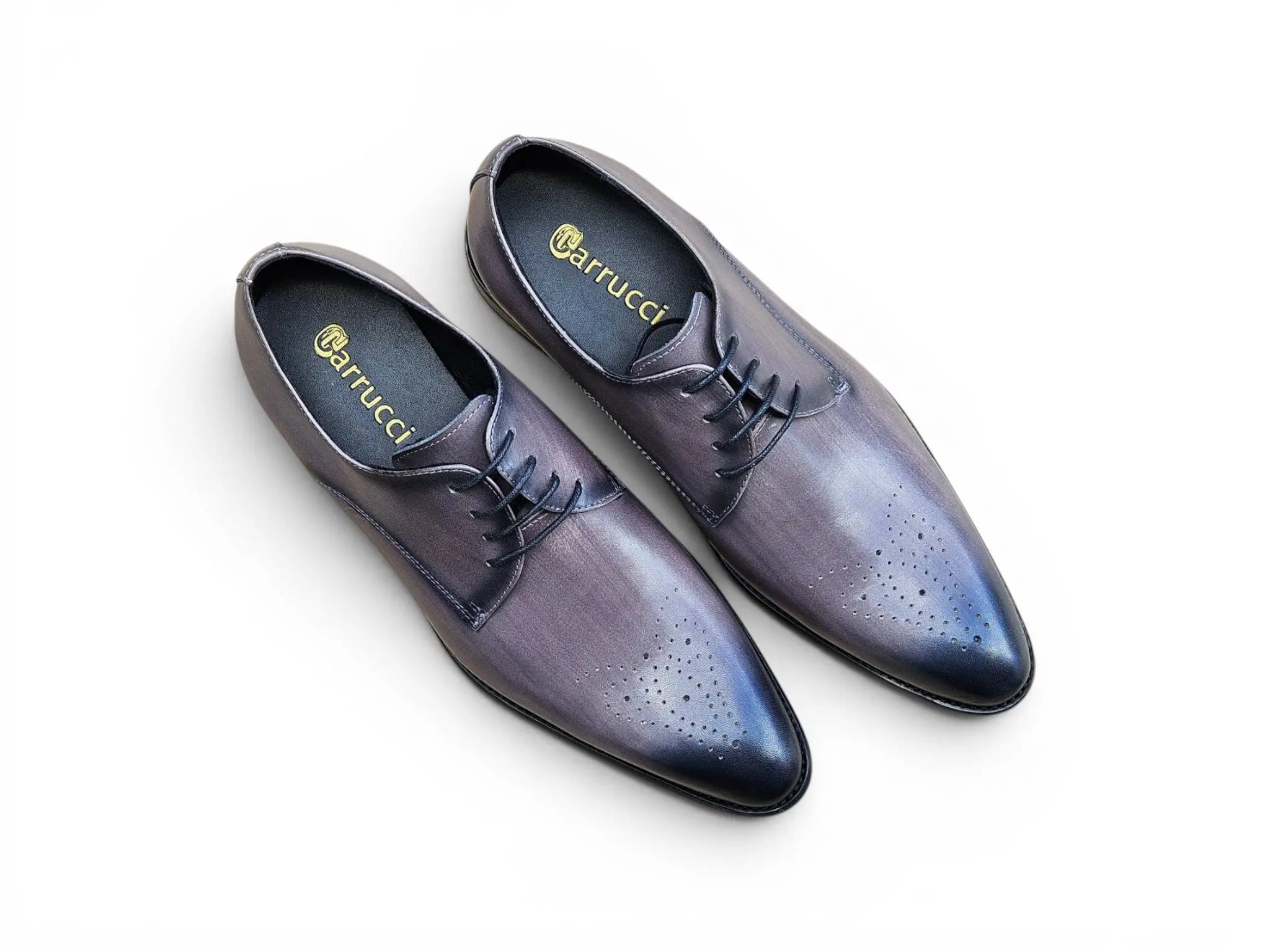 Carrucci Shoes Men's Signature Burnished Lace Up Derby Calfskin Leather KS479 04
