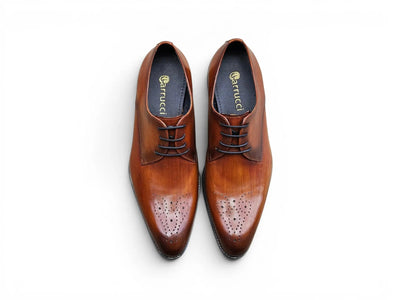 Carrucci Shoes Men's Signature Burnished Lace Up Derby Calfskin Leather KS479 04