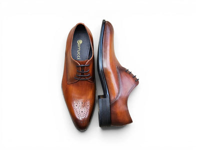 Carrucci Shoes Men's Signature Burnished Lace Up Derby Calfskin Leather KS479 04
