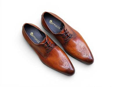 Carrucci Shoes Men's Signature Burnished Lace Up Derby Calfskin Leather KS479 04