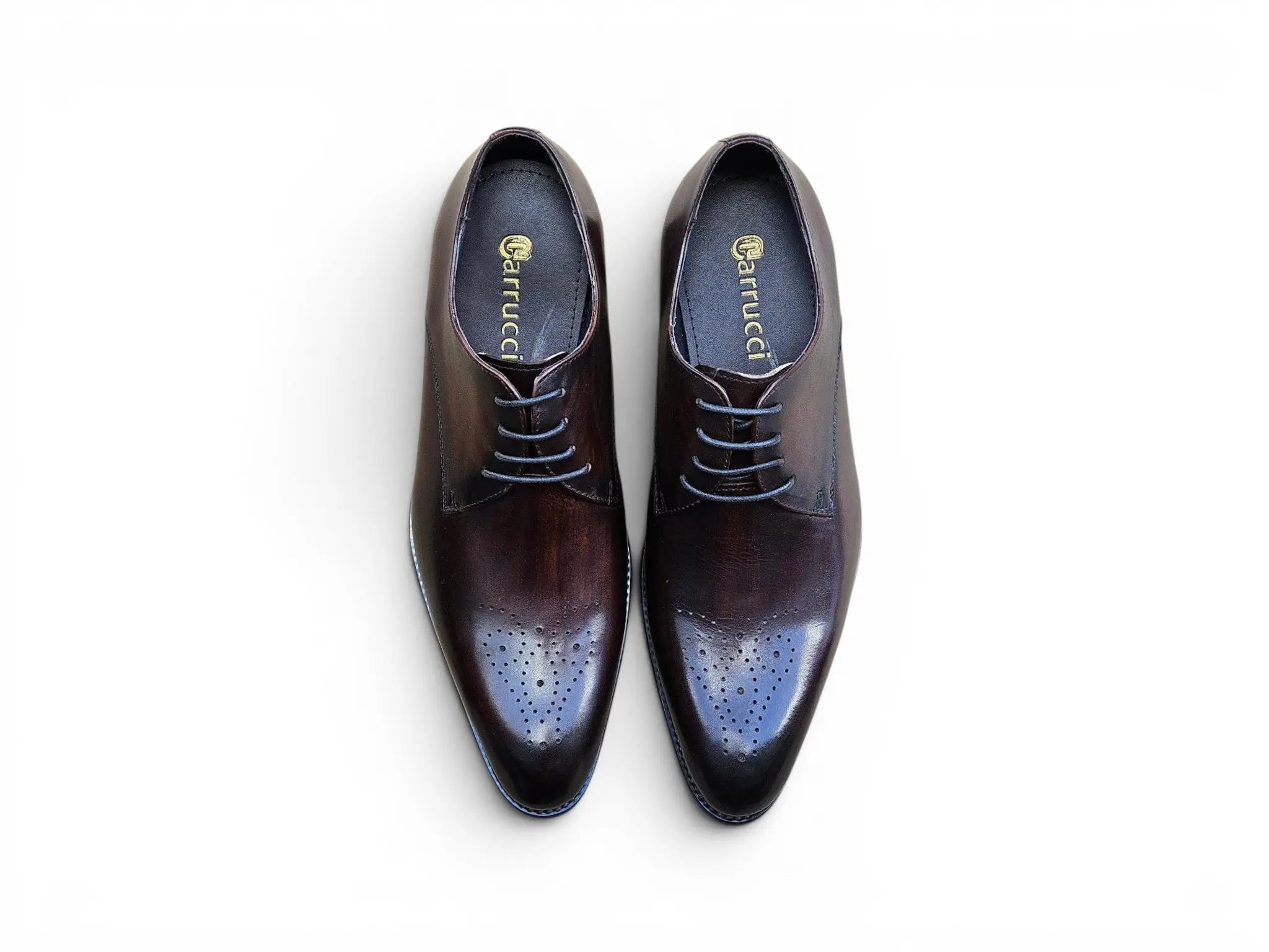 Carrucci Shoes Men's Signature Burnished Lace Up Derby Calfskin Leather KS479 04