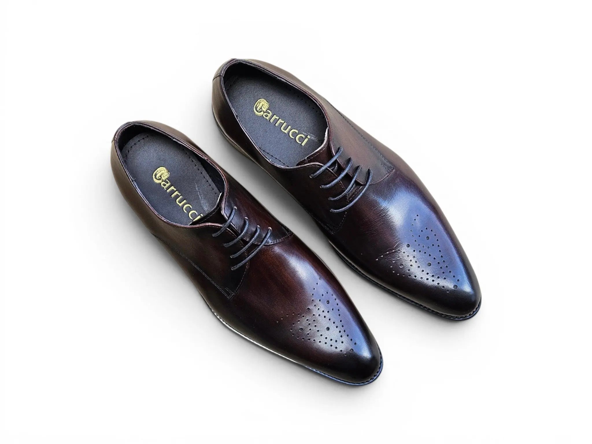 Carrucci Shoes Men's Signature Burnished Lace Up Derby Calfskin Leather KS479 04