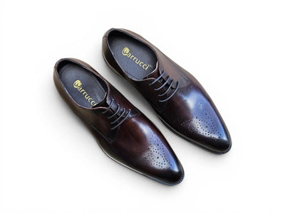 Carrucci Shoes Men's Signature Burnished Lace Up Derby Calfskin Leather KS479 04