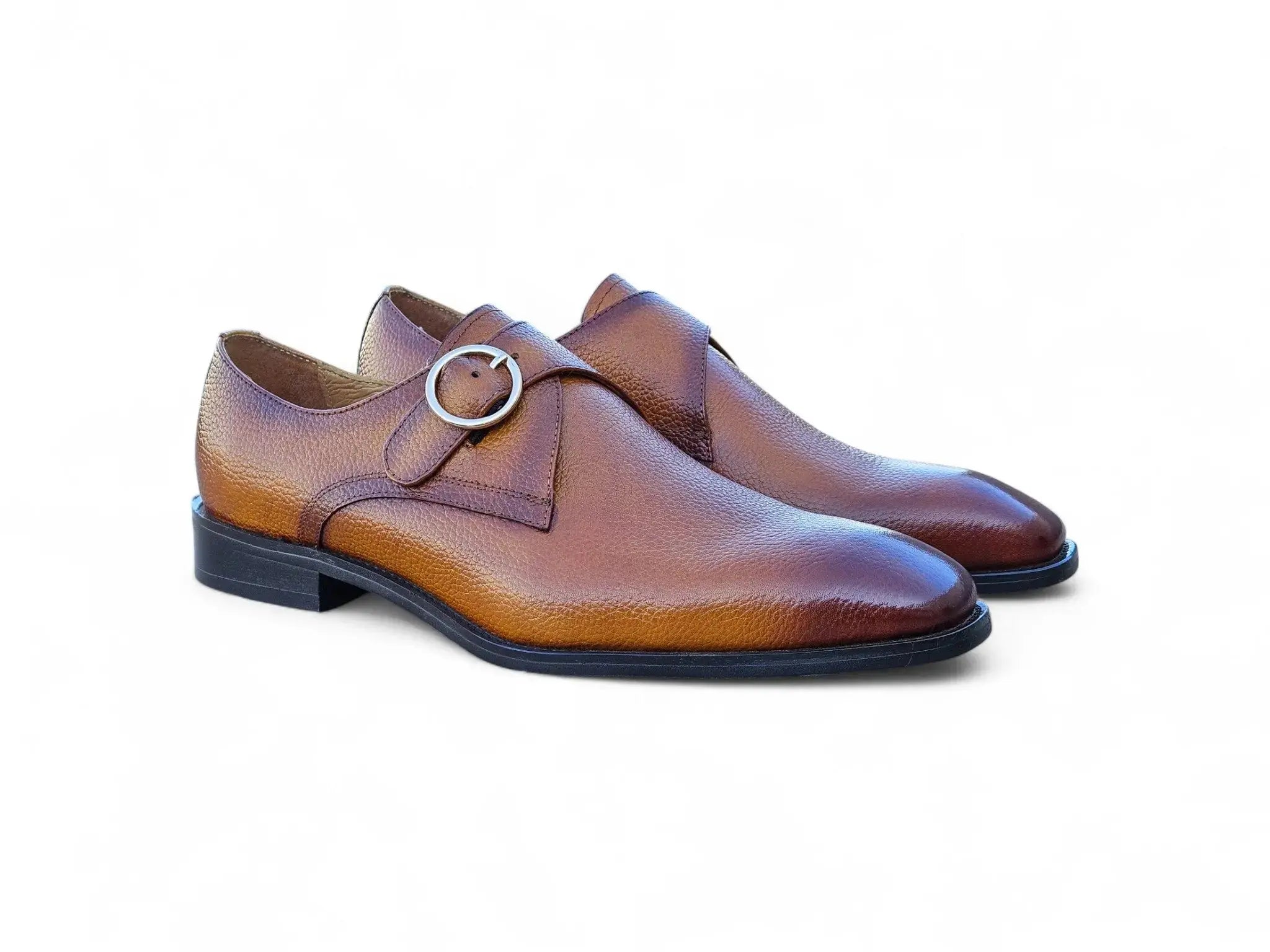 Carrucci Shoes Men's Brandless Monk Strap Leather Shoes KS509 20
