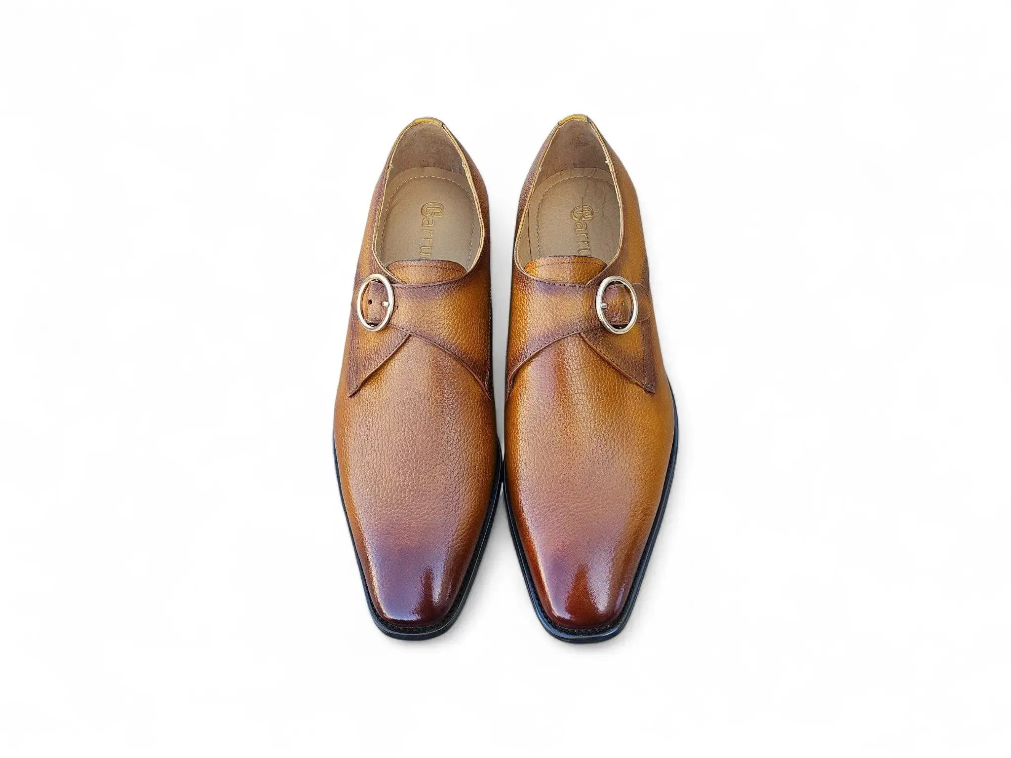 Carrucci Shoes Men's Brandless Monk Strap Leather Shoes KS509 20