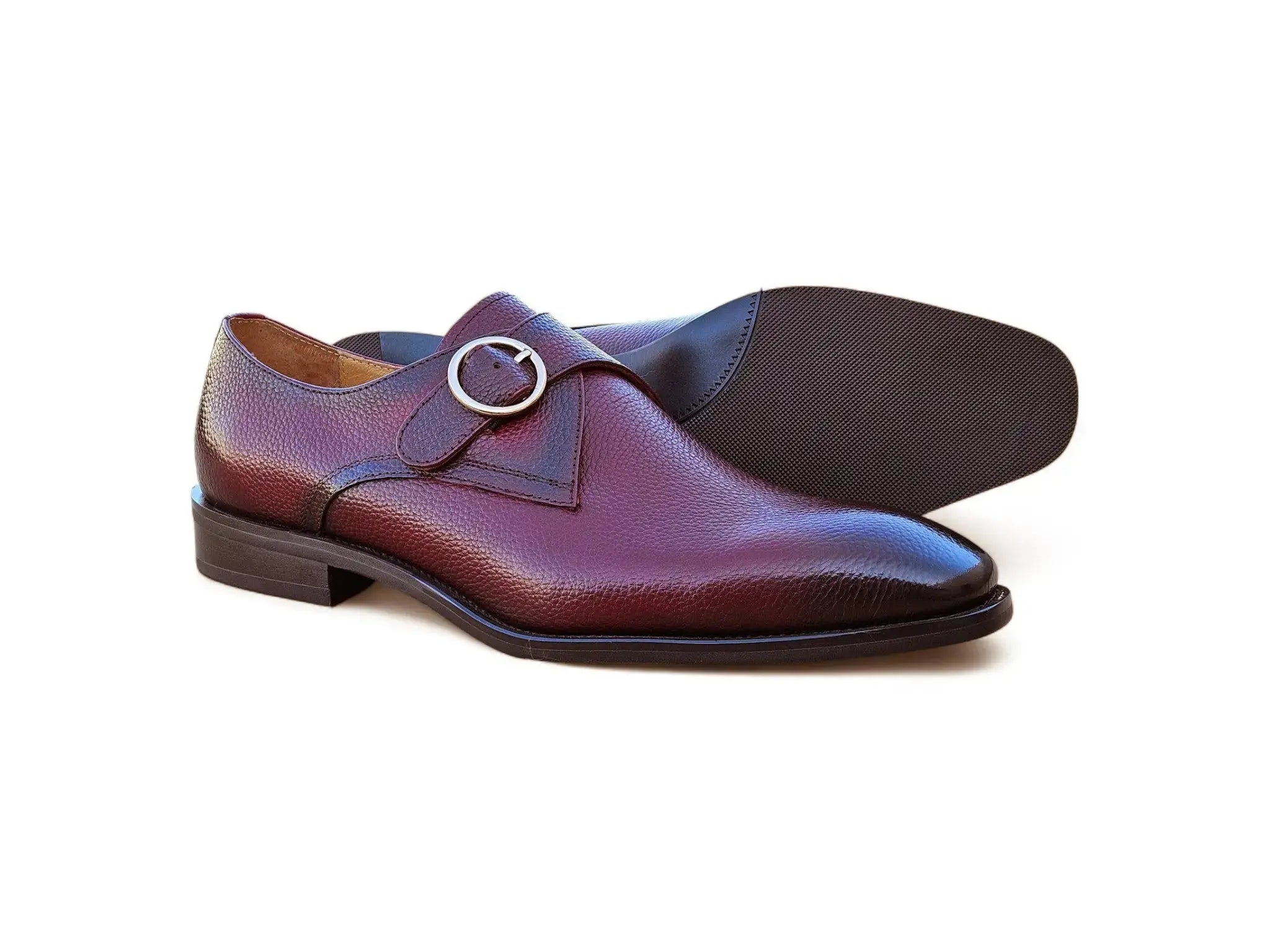 Carrucci Shoes Men's Brandless Monk Strap Leather Shoes KS509 20