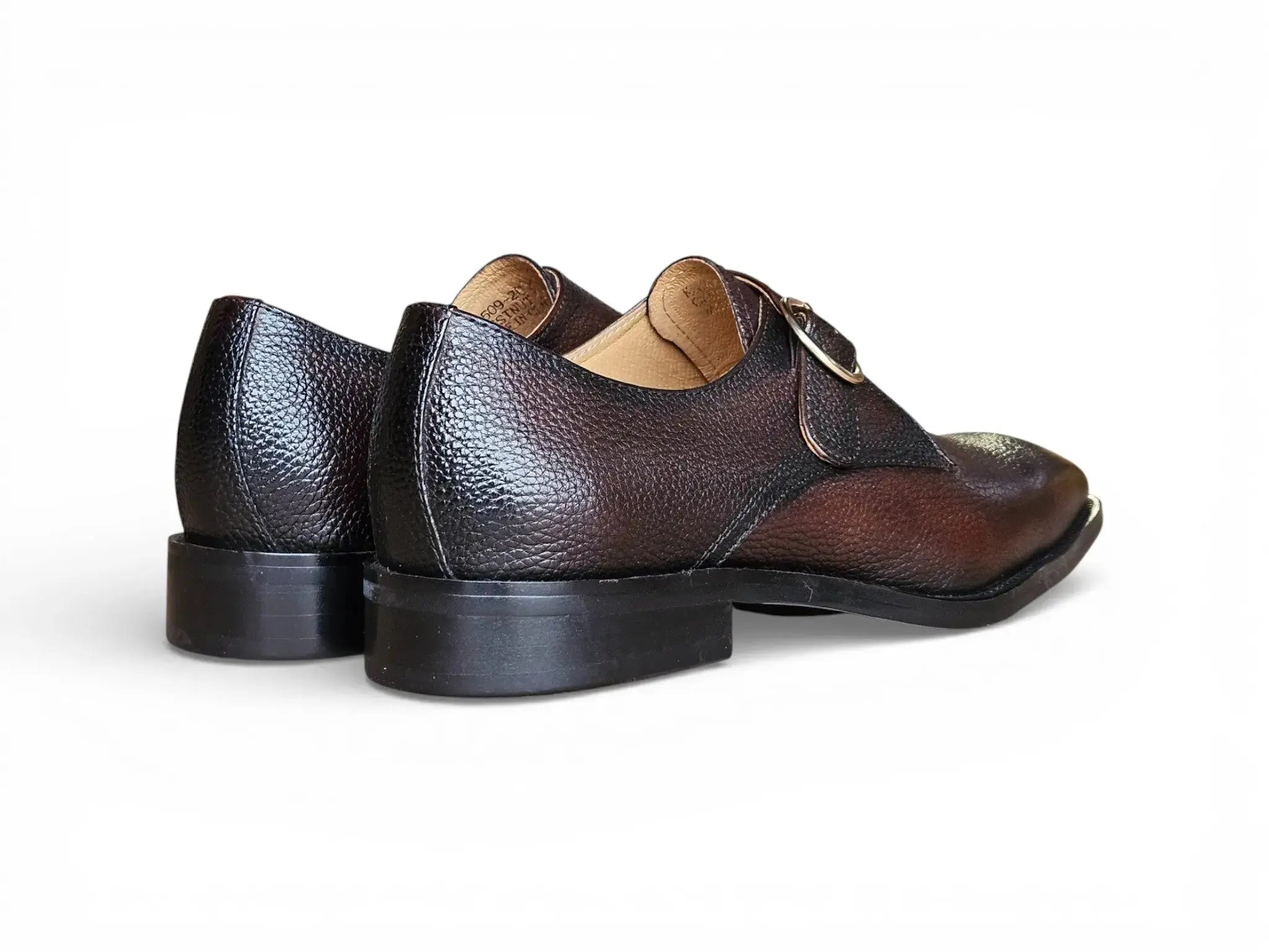 Carrucci Shoes Men's Brandless Monk Strap Leather Shoes KS509 20
