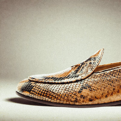 Del Toro Shoes Men's Brown Snakeskin Milano Loafer