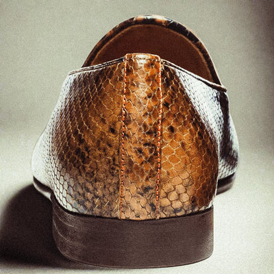 Del Toro Shoes Men's Brown Snakeskin Milano Loafer