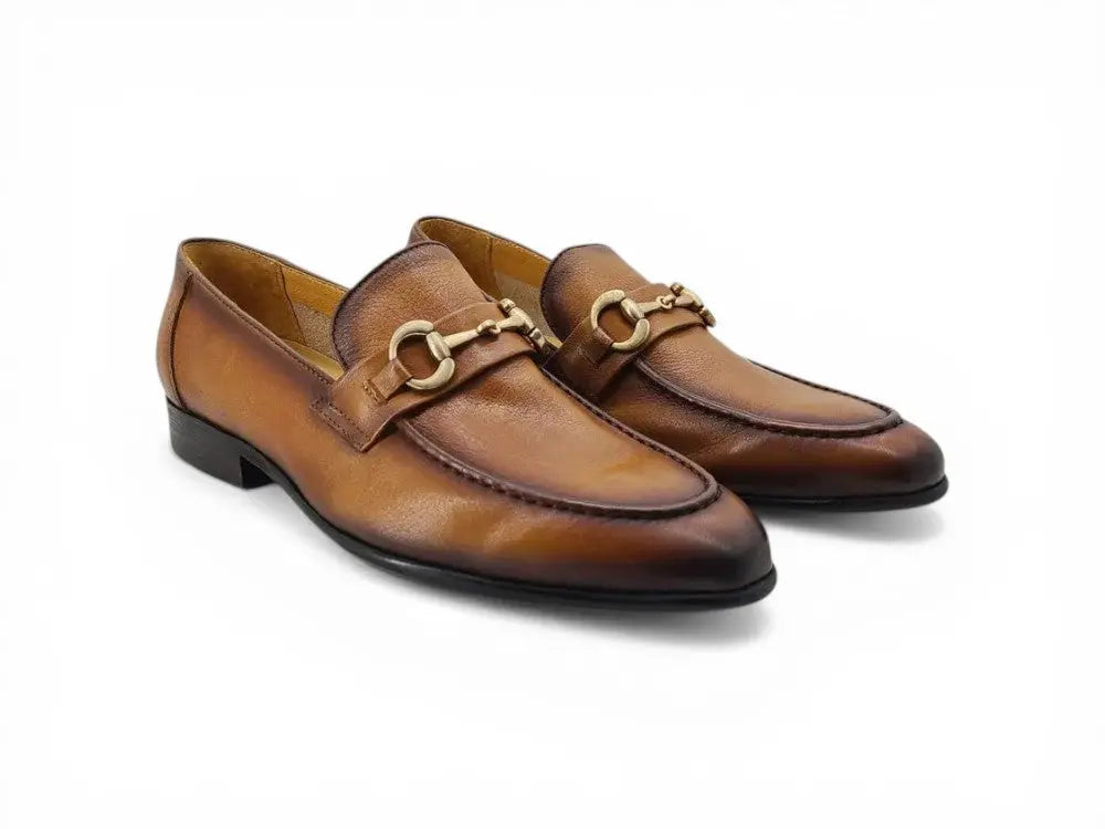 Carrucci Shoes Men's Horse Bit Loafer Premium Soft Calf Leather For Office And Bar KS525 601