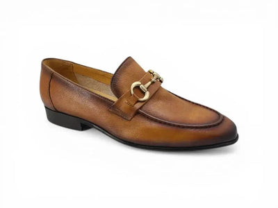 Carrucci Shoes Horse Bit Loafer Premium Soft Calf Leather For Office And Bar KS525 601 back view