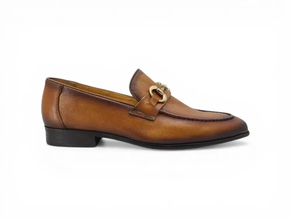 Carrucci Shoes Horse Bit Loafer Premium Soft Calf Leather For Office And Bar KS525 601 side view