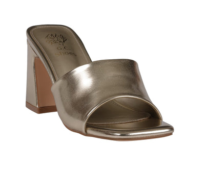 Women's Soho Gold Square Toe Heeled Sandals