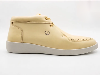 Johnny Famous Bally Style Soho Men’s Soft Yellow Nappa Leather High Tops