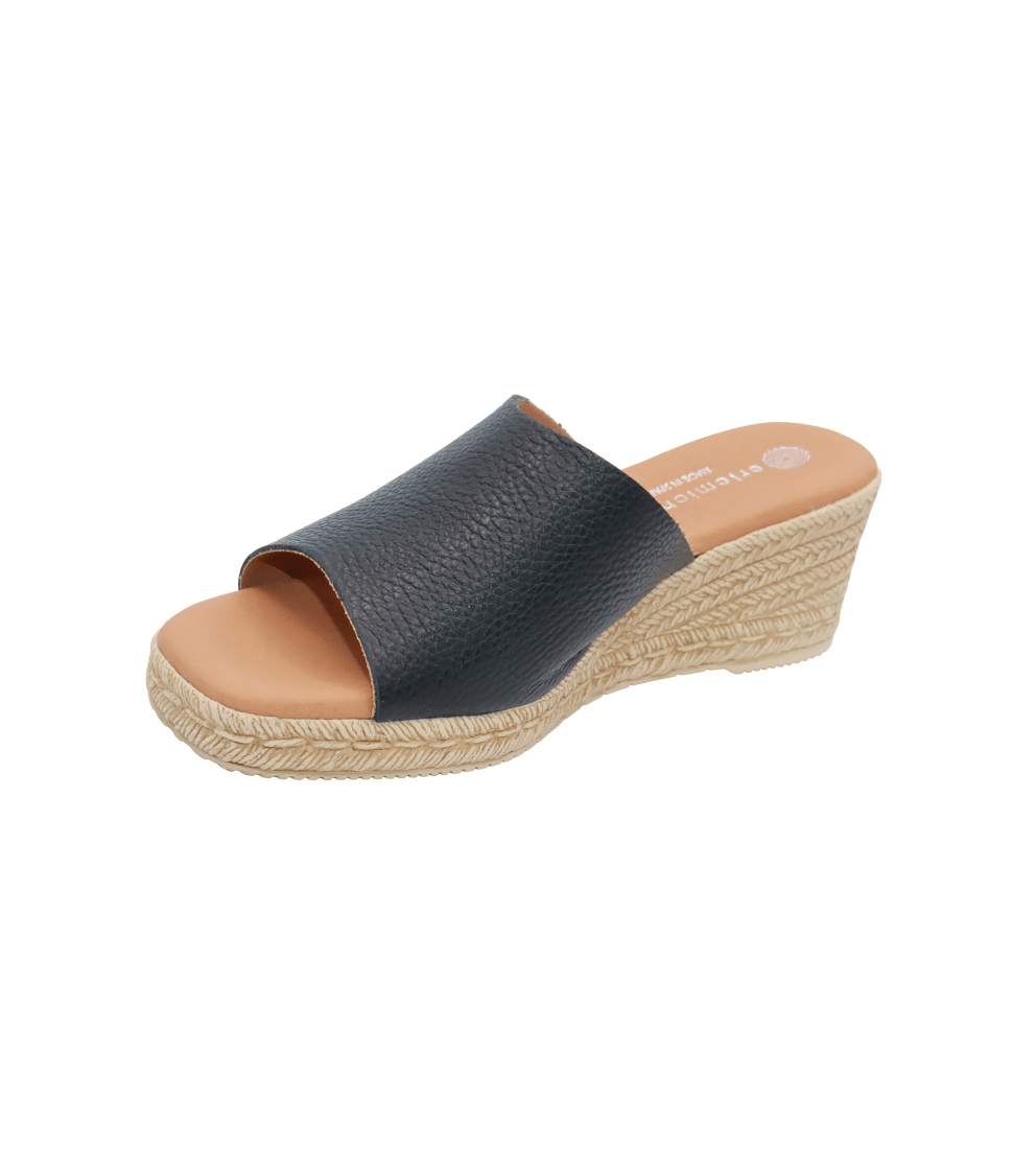 Eric Michael Spira Pebble Grain Leather Wedge Sandal